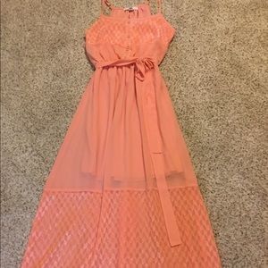 Ya Los Angeles Peach Layered Mini/Maxi Dress